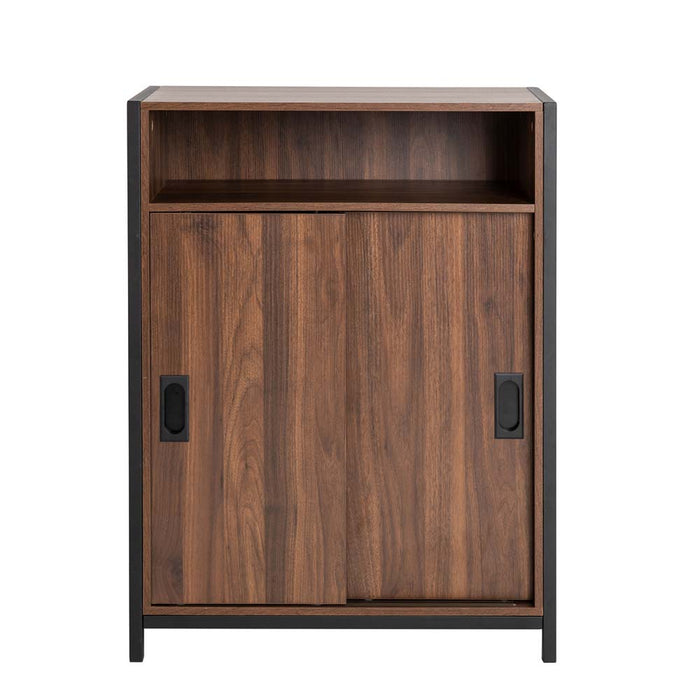 31.82"H Wooden/Metal Floor Cabinet with Double Sliding Doors