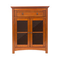 32"H Wooden Shelved Floor Storage Cabinet with 1 Drawer and Double Doors