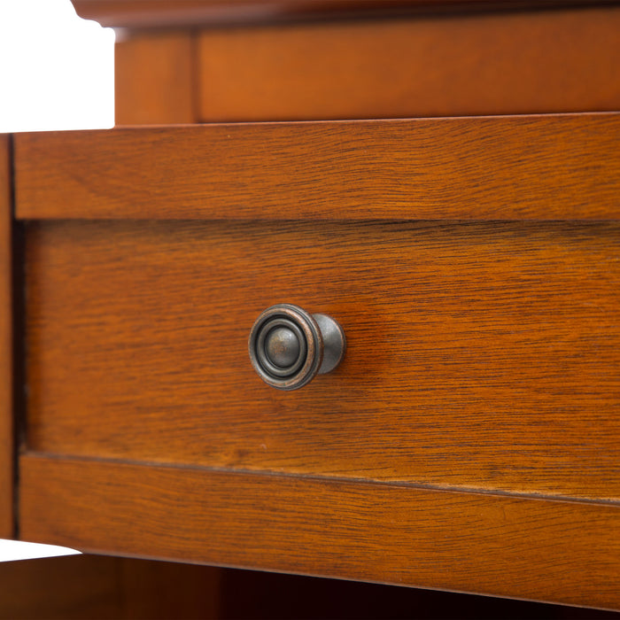 32"H Wooden Shelved Floor Storage Cabinet with 1 Drawer and Double Doors