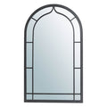 33.07"H Oversized Black Metal Framed Arched Wall Mirror