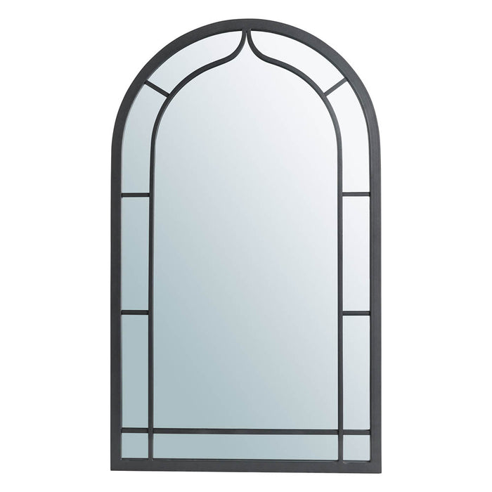 33.07"H Oversized Black Metal Framed Arched Wall Mirror