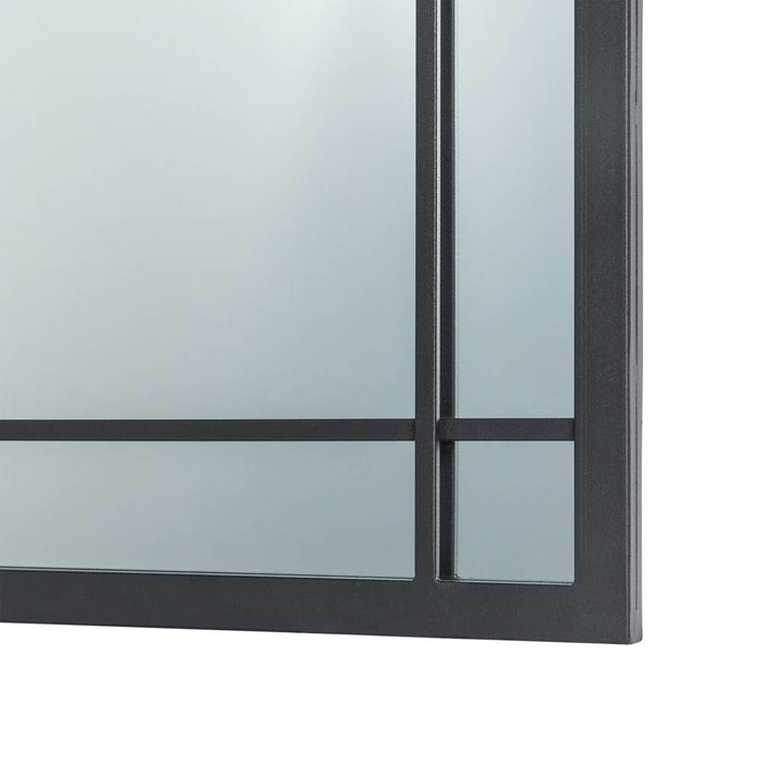 33.07"H Oversized Black Metal Framed Arched Wall Mirror
