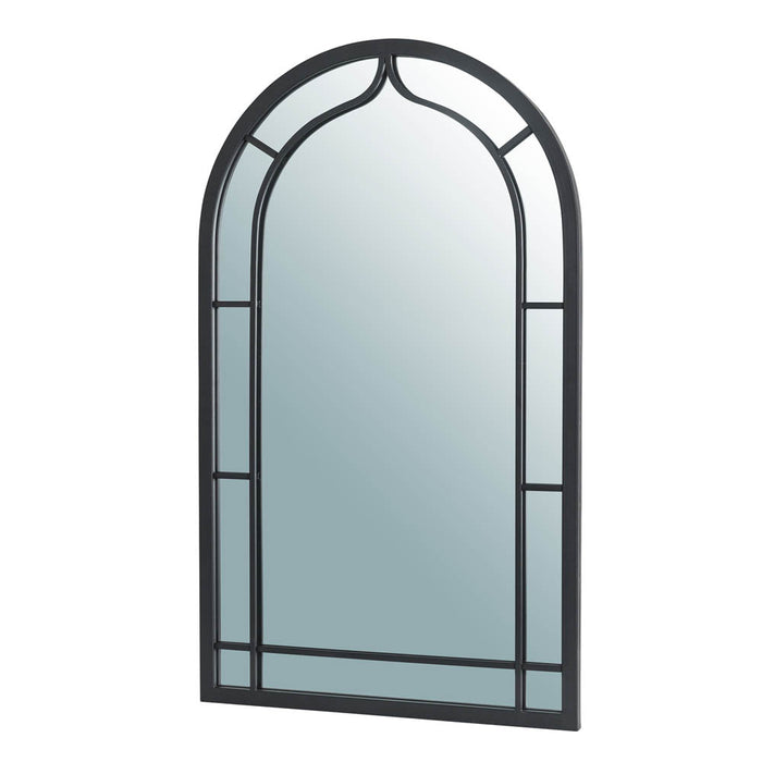 33.07"H Oversized Black Metal Framed Arched Wall Mirror