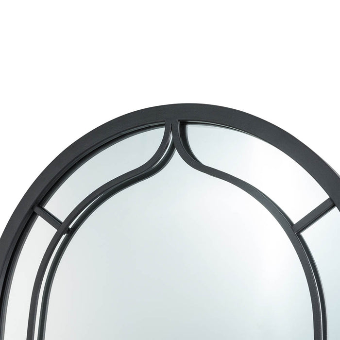 33.07"H Oversized Black Metal Framed Arched Wall Mirror