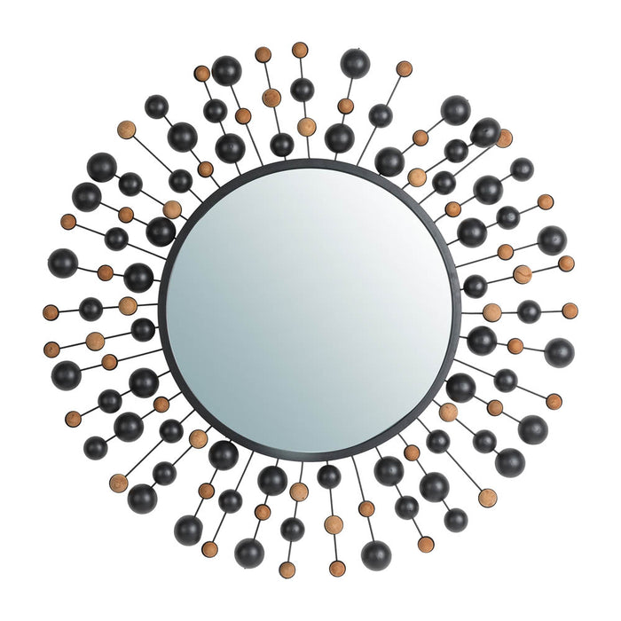 34.65"D Oversized Metal Framed With Beads Round Wall Mirror