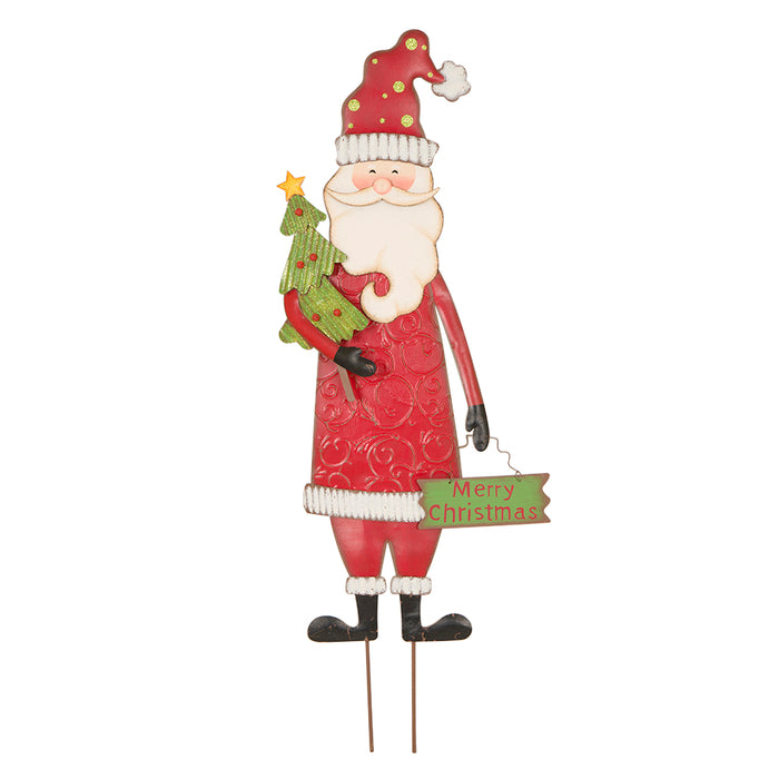 36.02"H Metal Santa Yard Stake or Standing Décor or Wall Décor (Three Function)