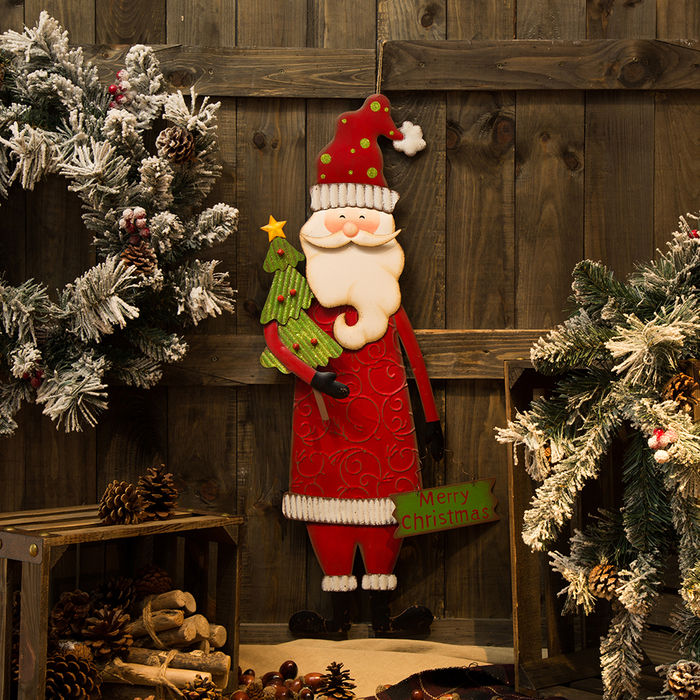 36.02"H Metal Santa Yard Stake or Standing Décor or Wall Décor (Three Function)