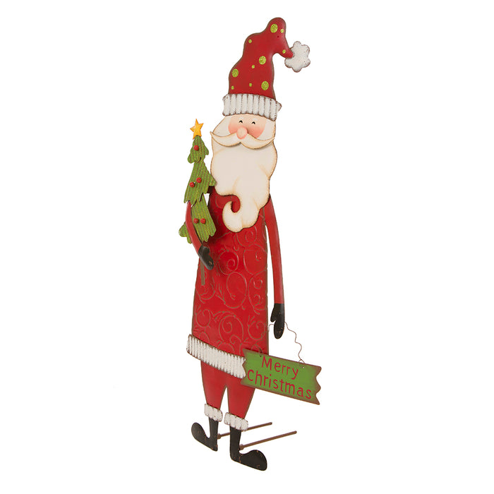 36.02"H Metal Santa Yard Stake or Standing Décor or Wall Décor (Three Function)