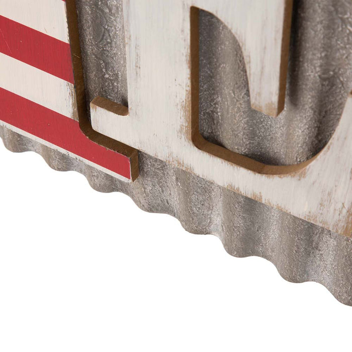 36.10"L Metal/Wooden Patriotic HELLO Wall Décor
