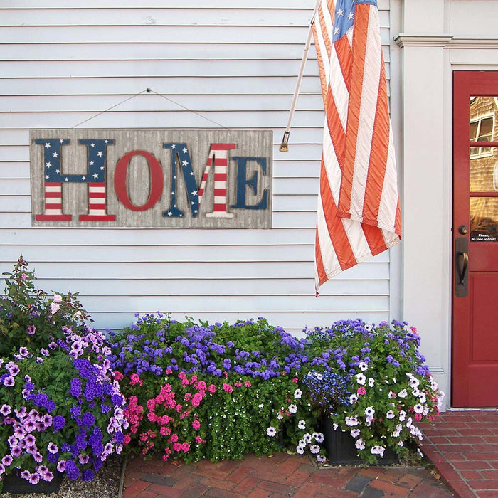 36.10"L Metal/Wooden Patriotic HOME Wall Décor
