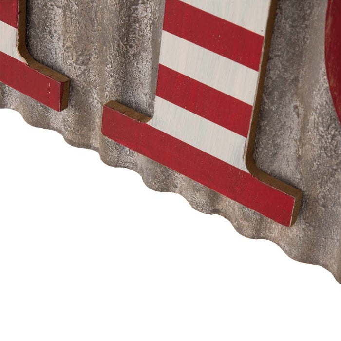 36.10"L Metal/Wooden Patriotic HOME Wall Décor