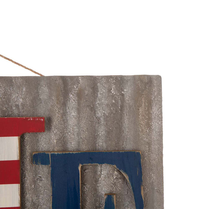 36.10"L Metal/Wooden Patriotic HOME Wall Décor
