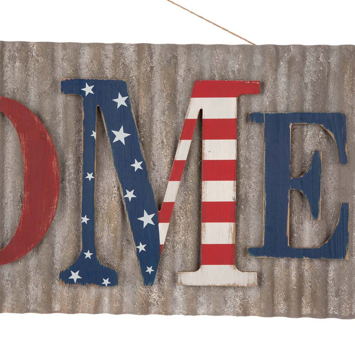 36.10"L Metal/Wooden Patriotic HOME Wall Décor