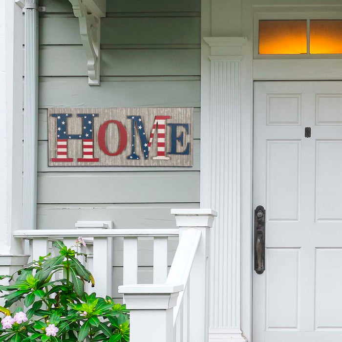 36.10"L Metal/Wooden Patriotic HOME Wall Décor