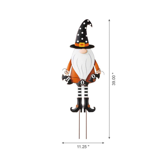 36"H Halloween Metal Gnome Yard Stake or Hanging Decor (Two Functions)