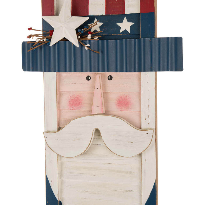 36"H Wooden/Metal Patriotic Uncle Sam Porch Board Sign