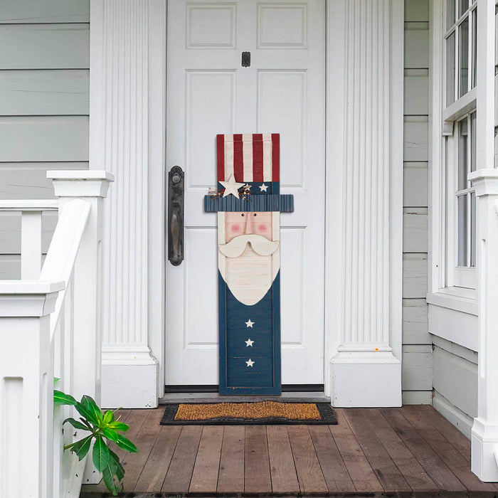 36"H Wooden/Metal Patriotic Uncle Sam Porch Board Sign