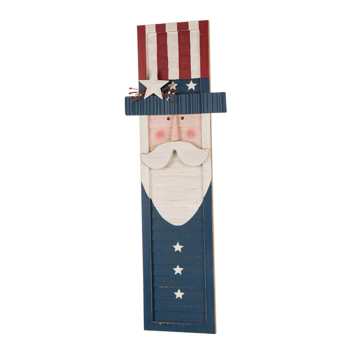36"H Wooden/Metal Patriotic Uncle Sam Porch Board Sign