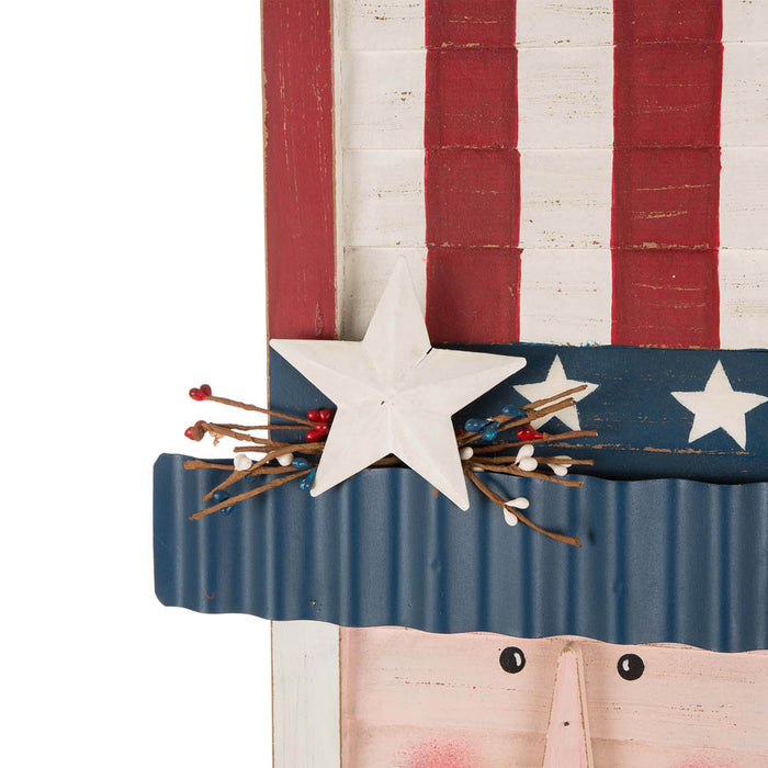 36"H Wooden/Metal Patriotic Uncle Sam Porch Board Sign