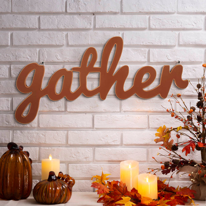 36"L Fall Wooden "gather" Word Wall Hanging Decor