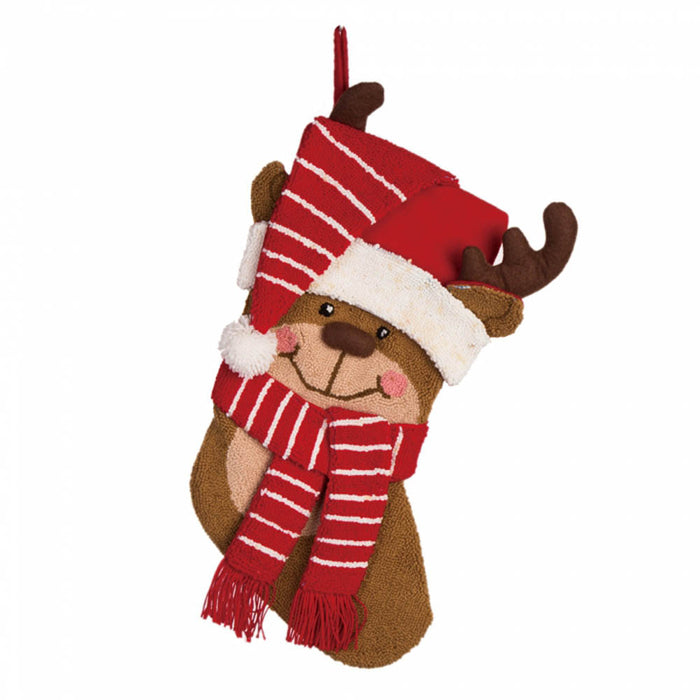 3D Hooked Stocking, Penguin & Reindeer, Set of 2