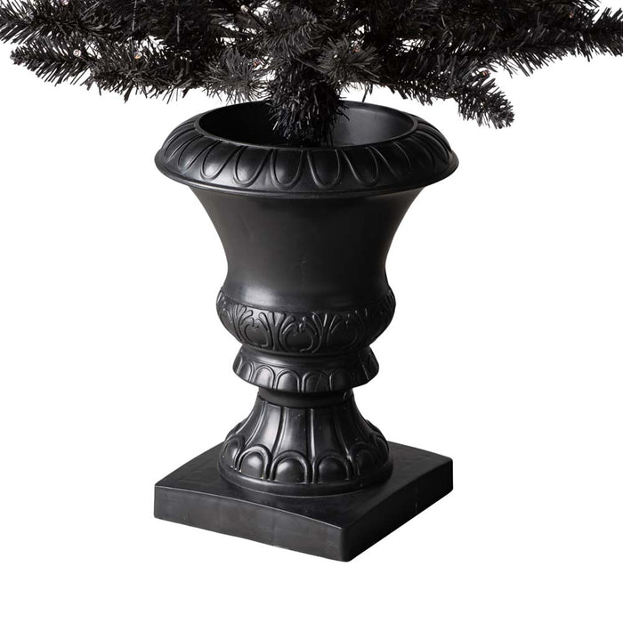 4 ft Lighted Black PVC Tips Porch Tree With 100 Orange LED Lights