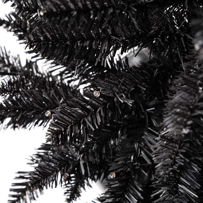 4 ft Lighted Black PVC Tips Porch Tree With 100 Orange LED Lights
