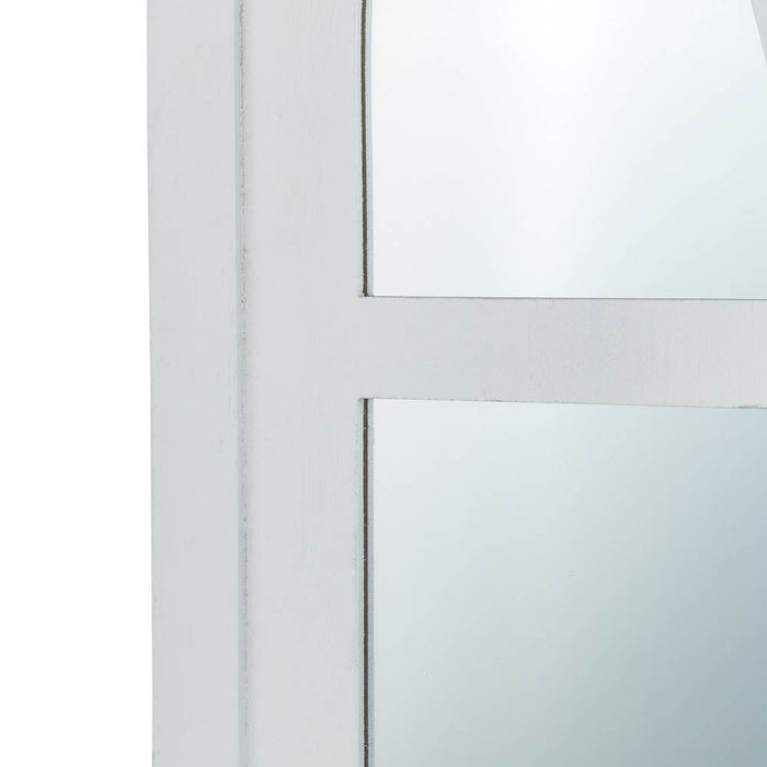 40.16"H Wash White Wooden Cathedral Windowpane Wall Mirror Decor