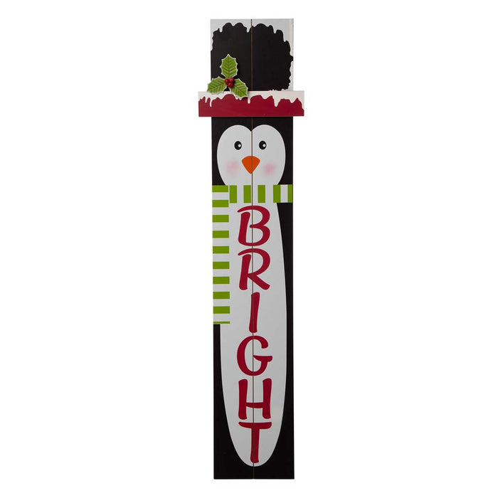 42.00"H Wooden Penguin Porch Sign - BRIGHT
