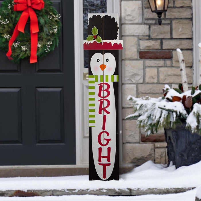 42.00"H Wooden Penguin Porch Sign - BRIGHT