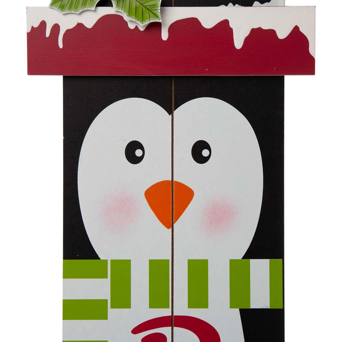 42.00"H Wooden Penguin Porch Sign - BRIGHT