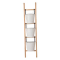 42"H Enameled Metal/Wood 3-Tier Leaning Ladder Plant Stand