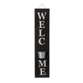 42"H Wooden Black WELCOME Porch Sign with Metal Planter