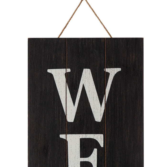 42"H Wooden Black WELCOME Porch Sign with Metal Planter