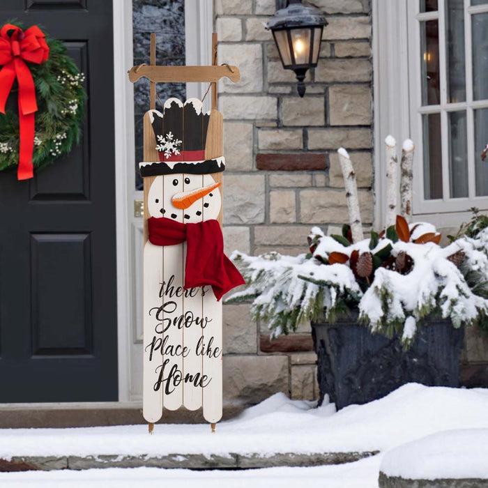 42"H?Wooden Sleigh Christmas Snowman Porch Sign