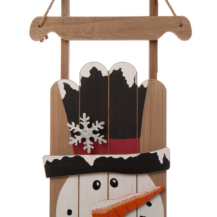 42"H?Wooden Sleigh Christmas Snowman Porch Sign