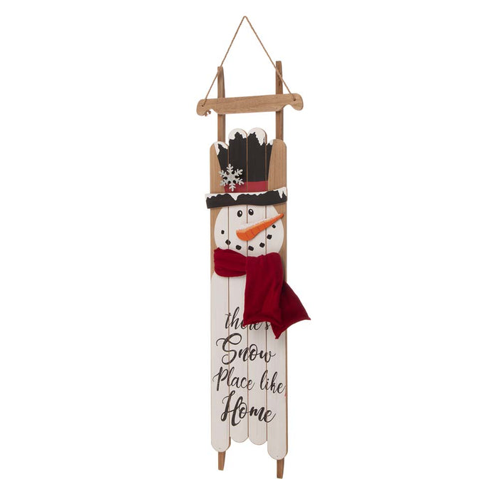 42"H?Wooden Sleigh Christmas Snowman Porch Sign