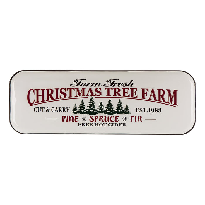 43.11"L Farmhouse Decor Metal Enamel Christmas Tree Farm Sign
