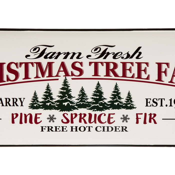 43.11"L Farmhouse Decor Metal Enamel Christmas Tree Farm Sign