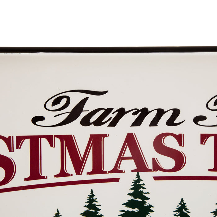 43.11"L Farmhouse Decor Metal Enamel Christmas Tree Farm Sign