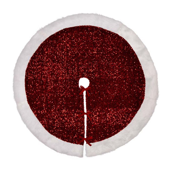 48"D Red Sequin Christmas Tree Skirt