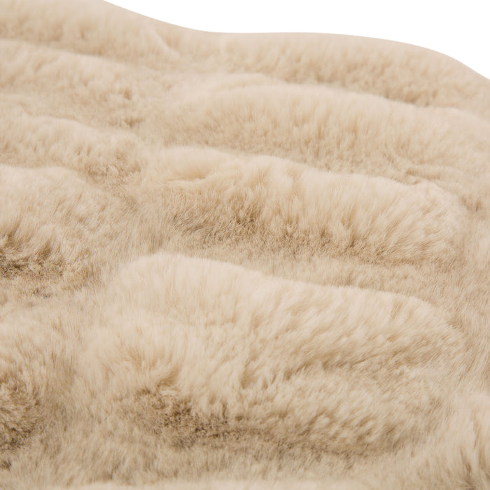 50"*60" Faux Fur Elastic Throw/Blanket, Beige (Face Fabric 1000gsm; Back 210gsm)