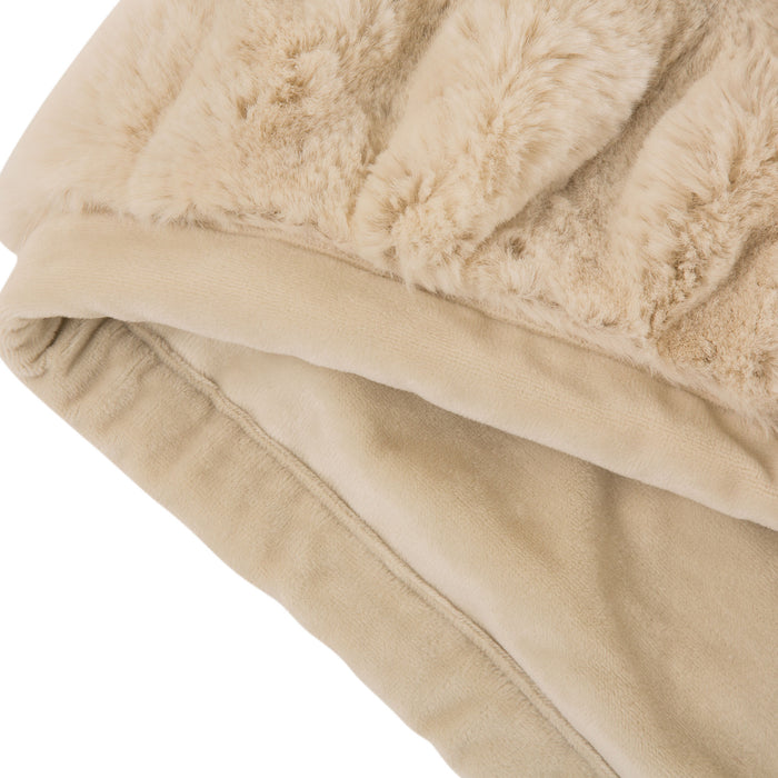 50"*60" Faux Fur Elastic Throw/Blanket, Beige (Face Fabric 1000gsm; Back 210gsm)