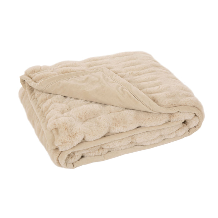 50"*60" Faux Fur Elastic Throw/Blanket, Beige (Face Fabric 1000gsm; Back 210gsm)