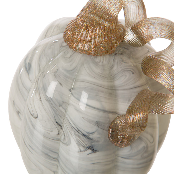 5.71''H Hand Blown Gray Marbleized Glass Pumpkin Decor
