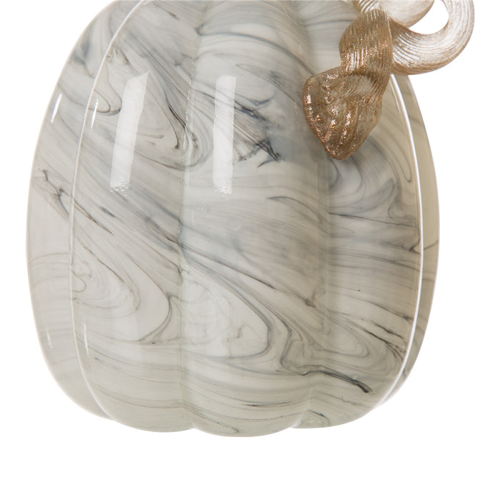 5.71''H Hand Blown Gray Marbleized Glass Pumpkin Decor