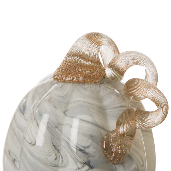 5.71''H Hand Blown Gray Marbleized Glass Pumpkin Decor