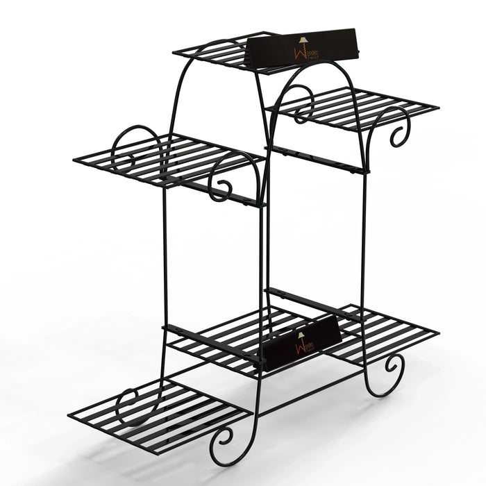 6 Tier Plant Stands, Flower Pot Holder Shelf (Black) - Wooden Twist UAE