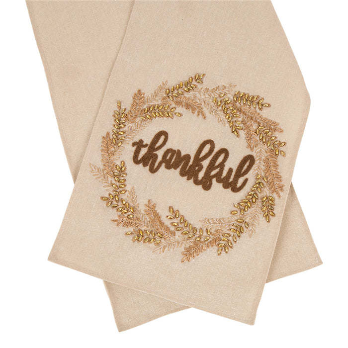72"L Embroidered Thankful Table Runner