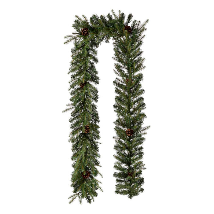 9 ft. Pre-Lit Greenery Pine Cone Christmas Garland with 50 Warm White LED Lights